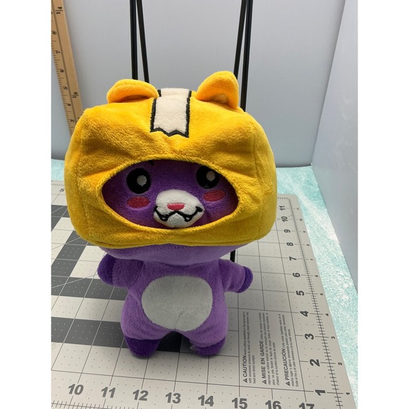 Other - Purple Bear Plush Toy Yellow Hat Cute Stuffed Animal